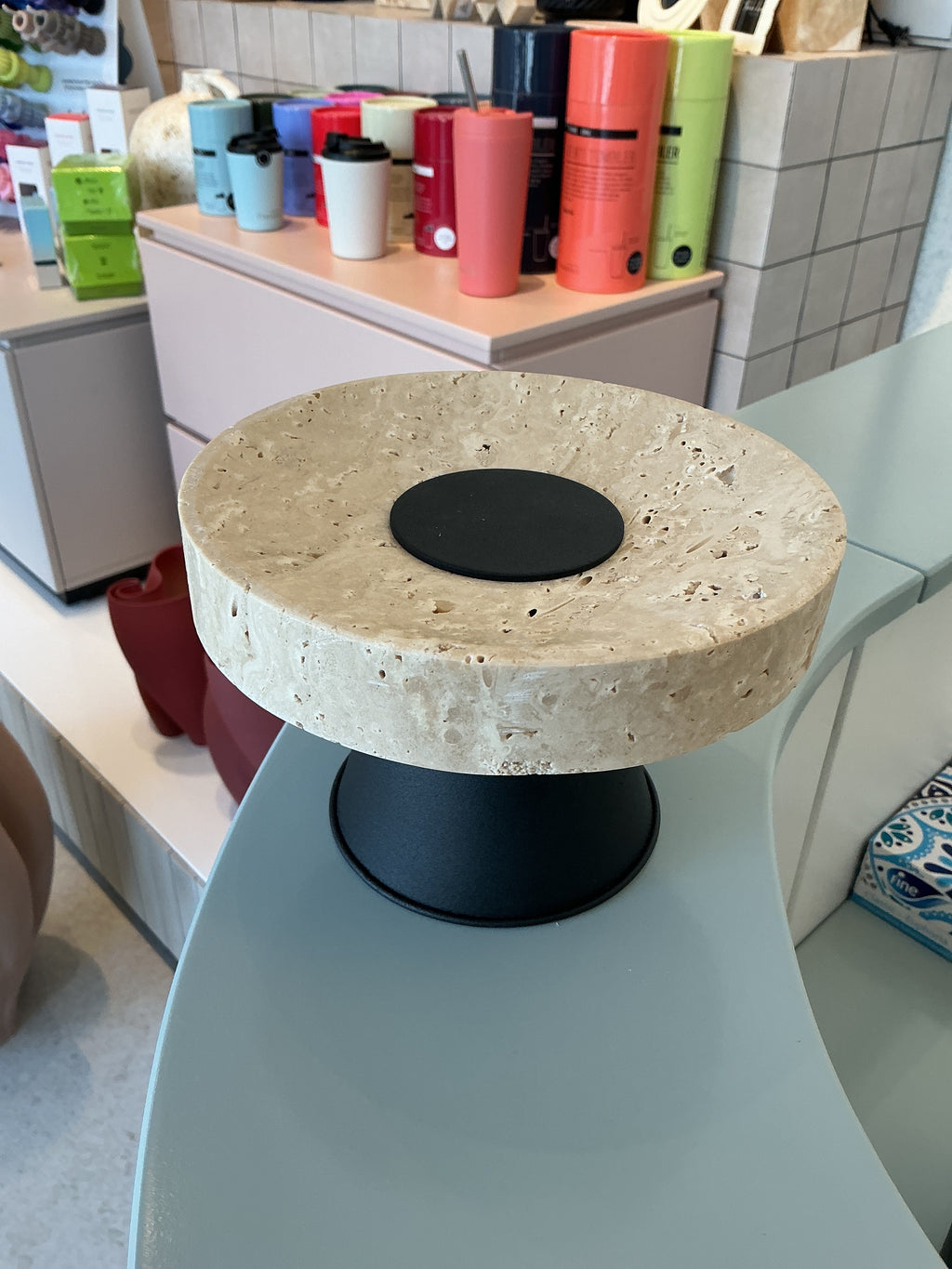 Travertine Pedestal Plate