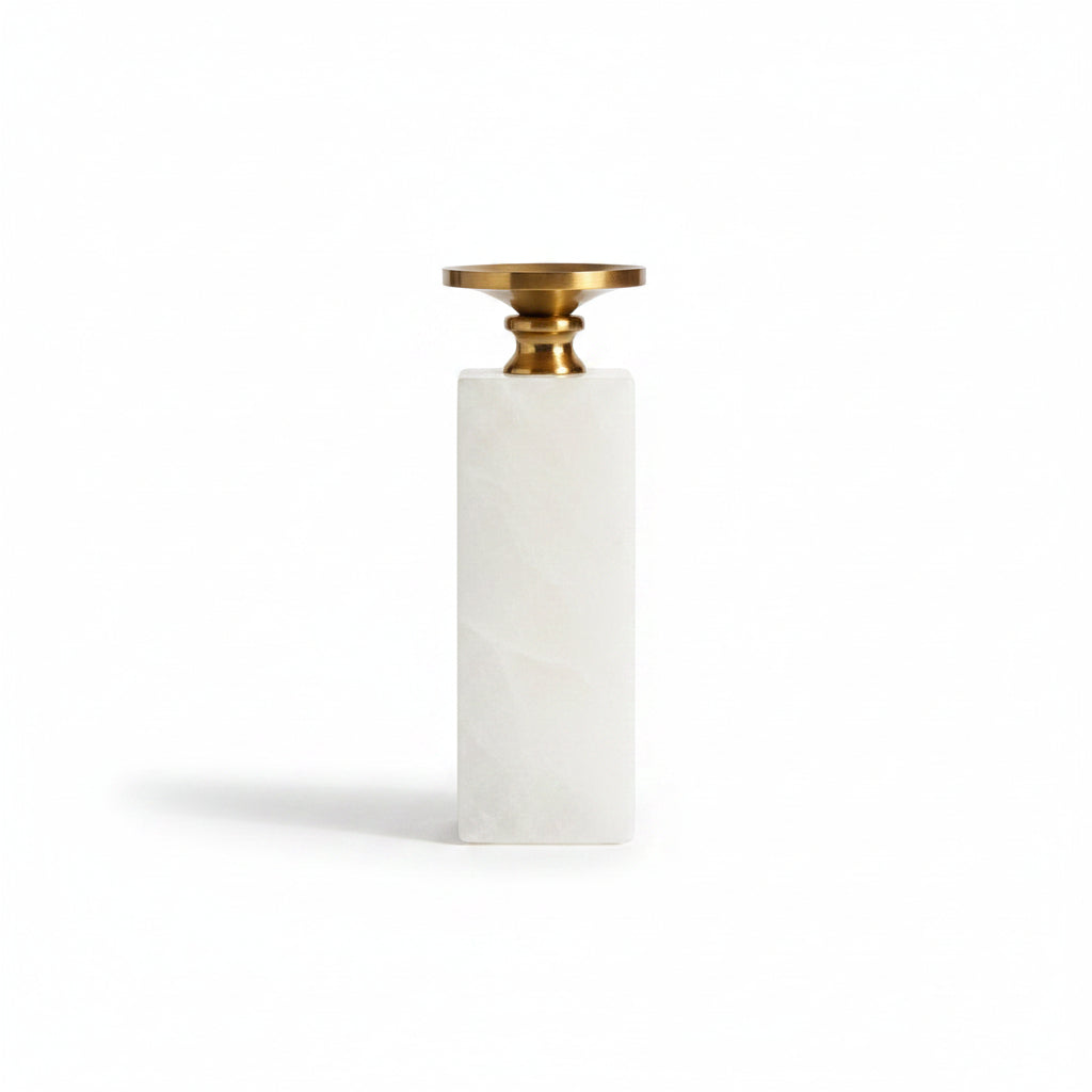 Marble & Brass Pillar Candle Holder (3 sizes)
