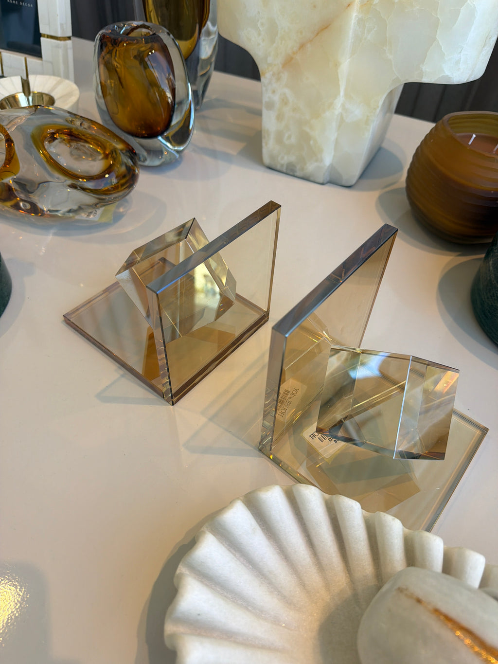 Amber Cubes Bookends