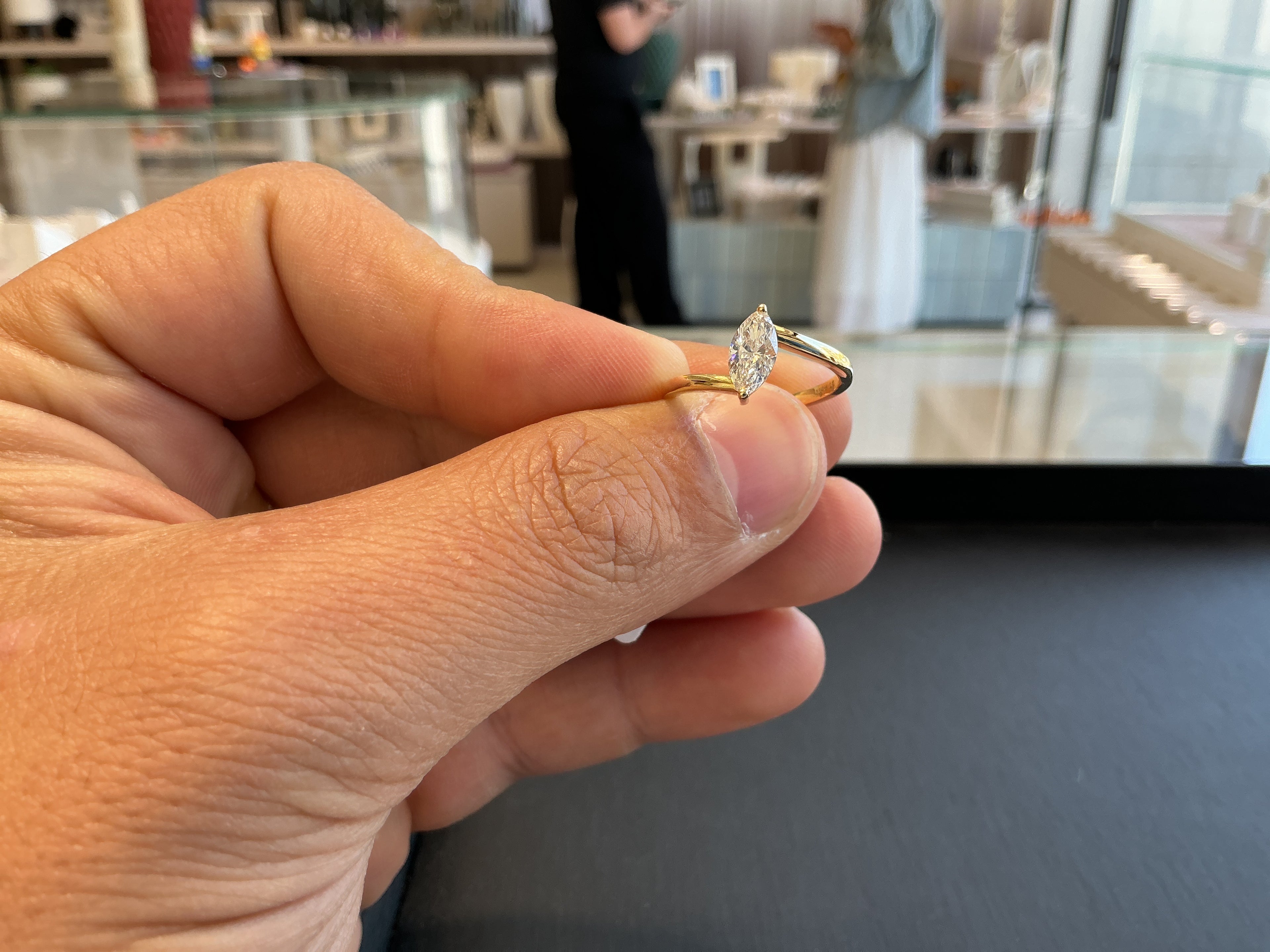 TILTED SINGLE MARQUISE LAB GROWN RING LR030