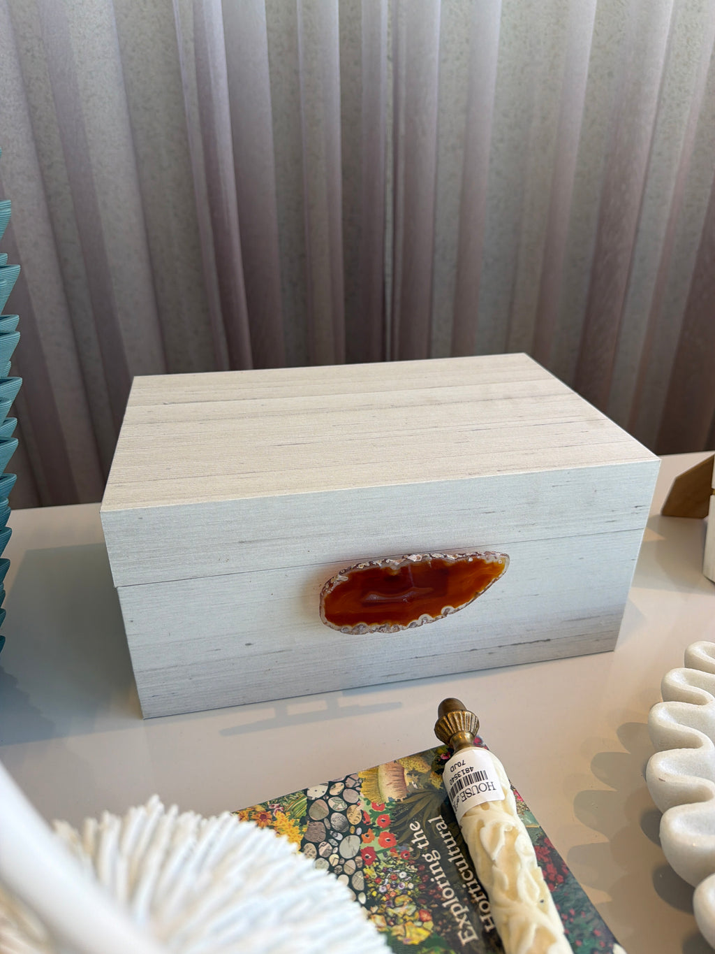 White Marble & Carnelian Agate Decorative Box