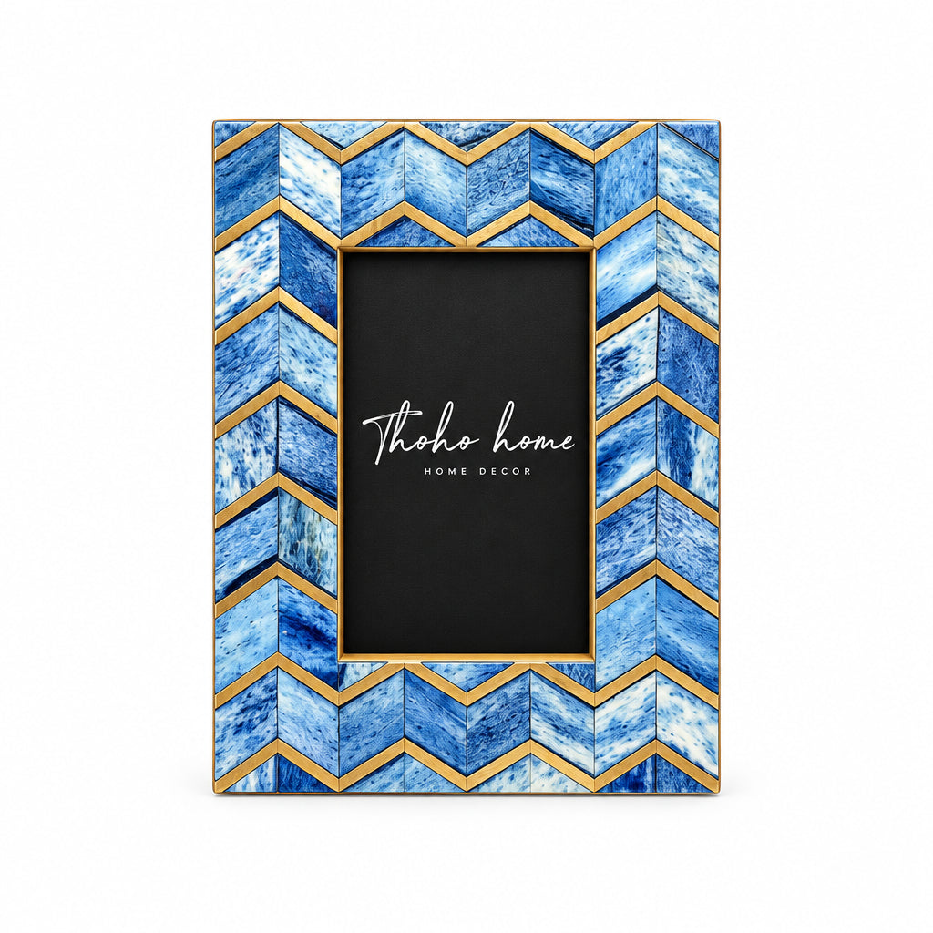 Golden Zigzag Blue Frame (17x22)