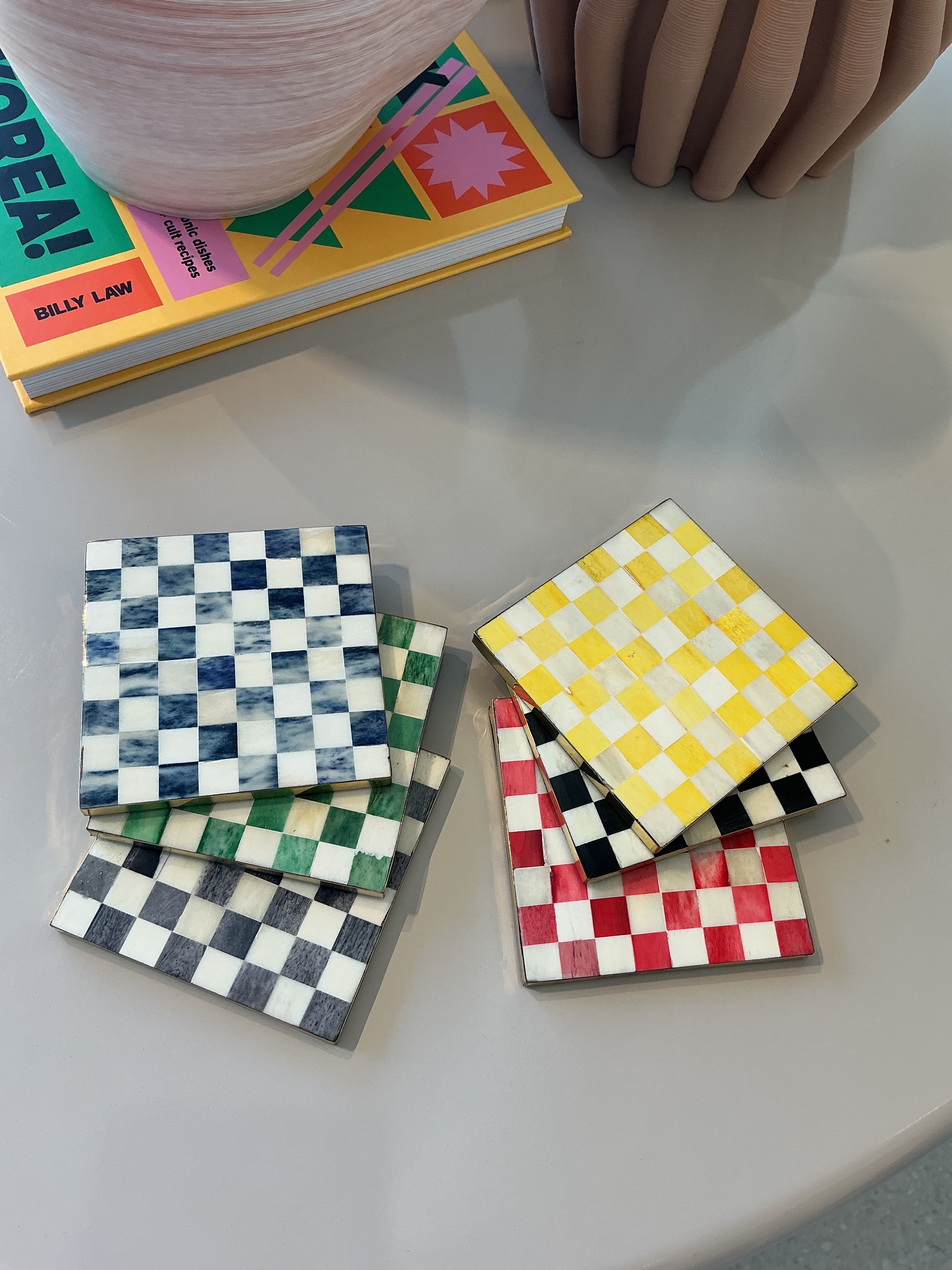 Checkered Bone Inlay Coasters