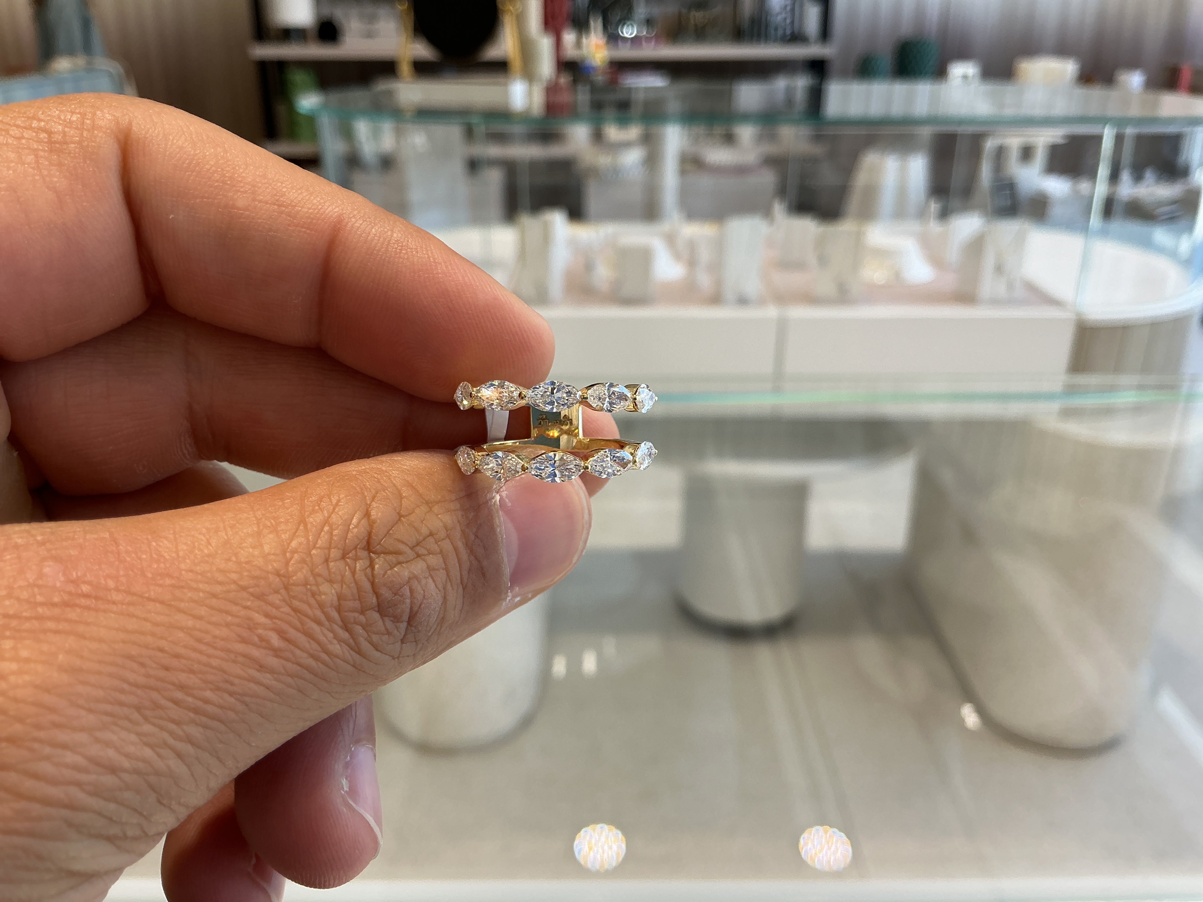 DOUBLE LINE MARQUISE LAB GROWN RING LR028