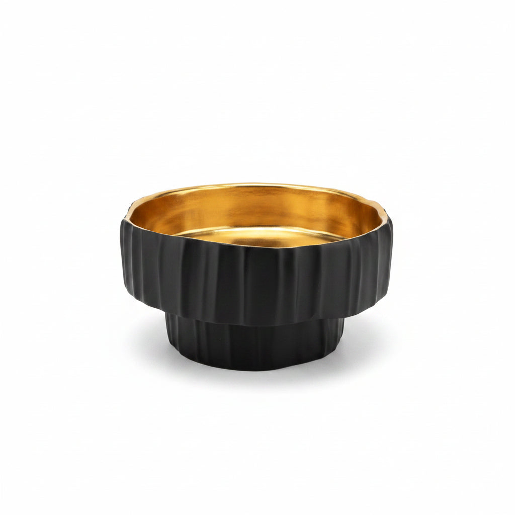 Black & Gold Pedestal Bowl (Short)