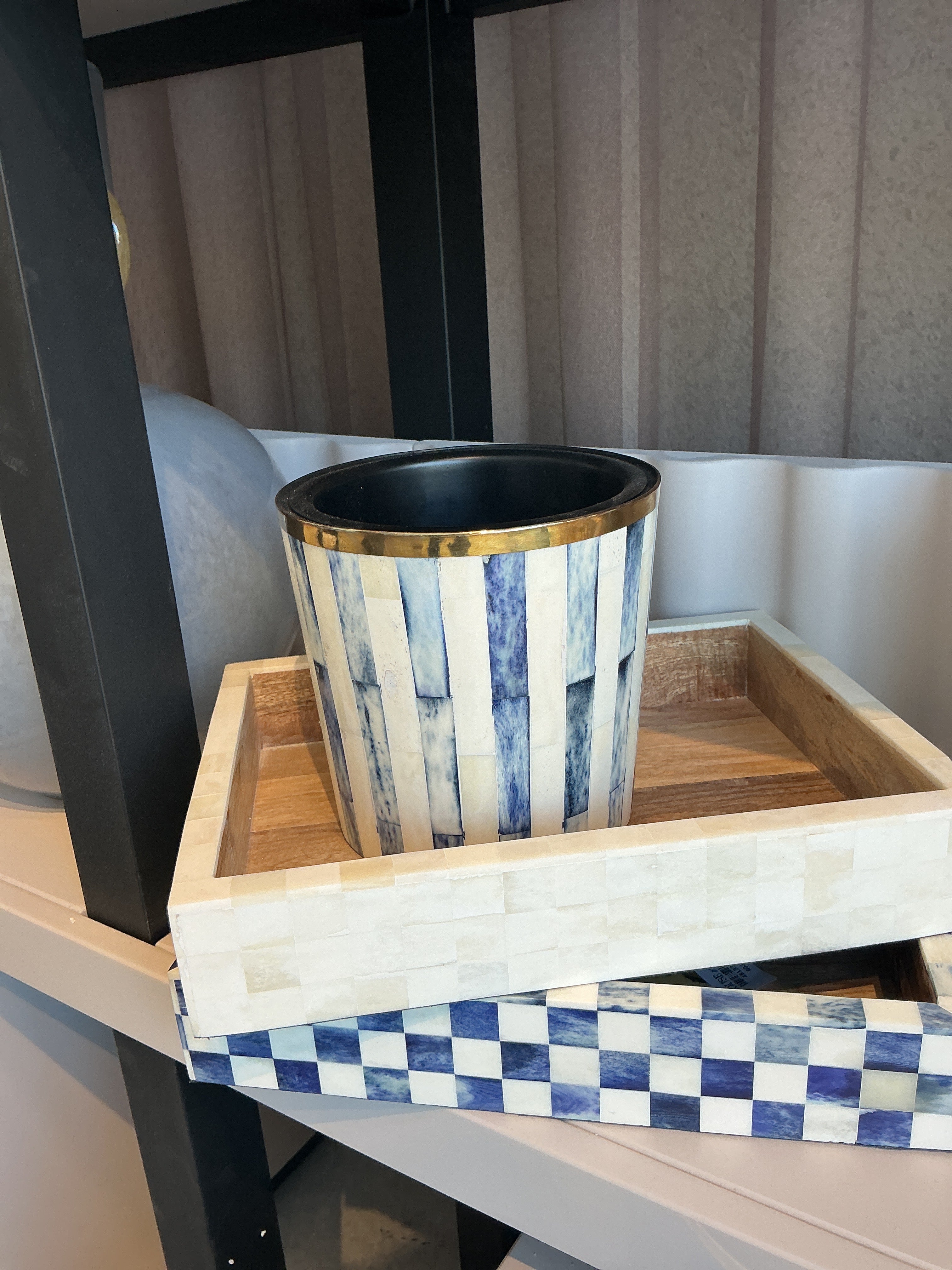 Indigo Stripe Artisan Planter