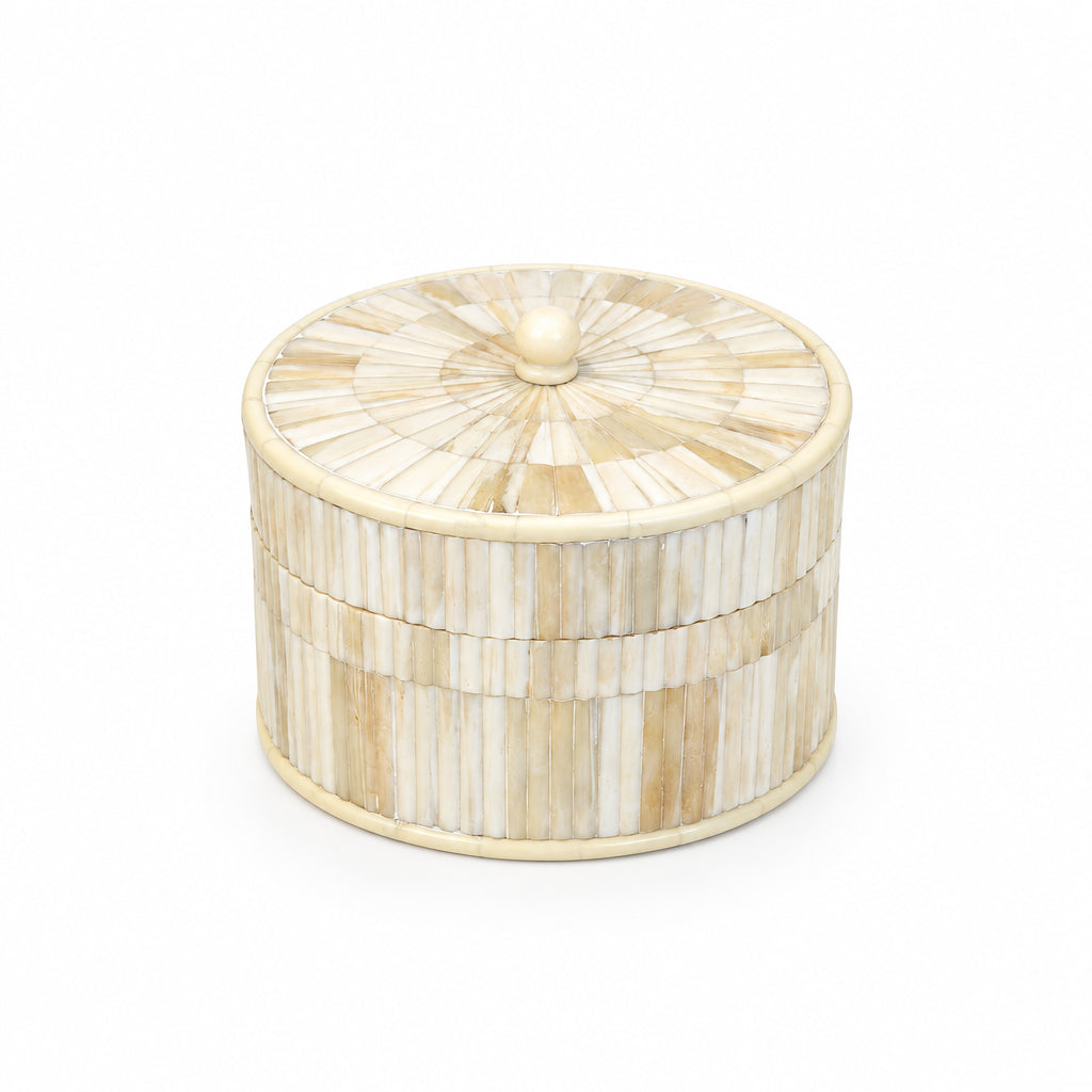 Ivory Grid Round Box (Large)