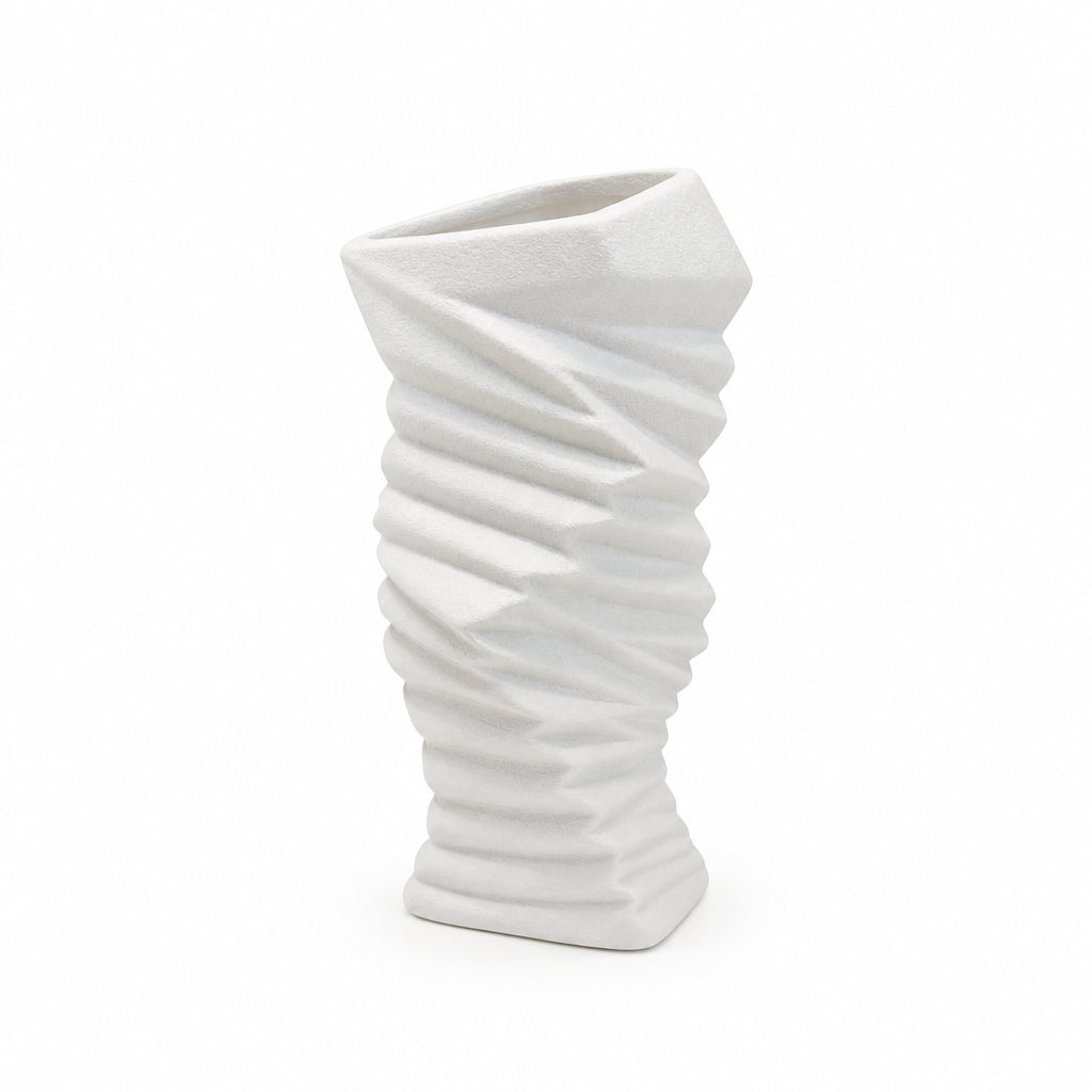 White Sculpted Ridge Vase 1.3