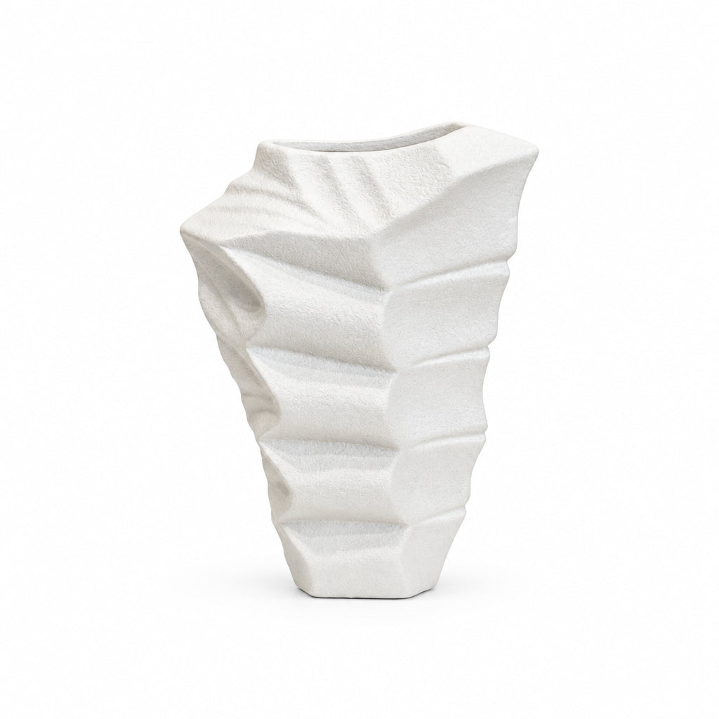 White Sculpted Ridge Vase 1.2
