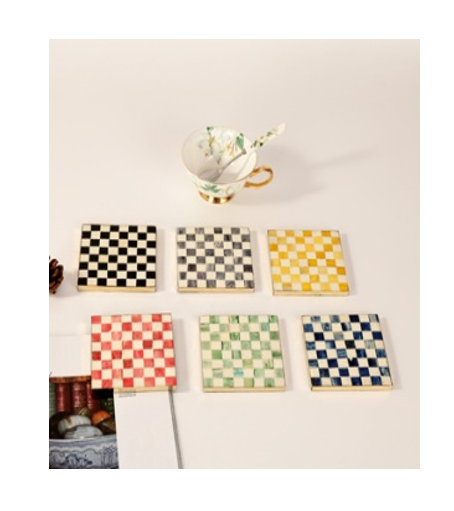 Checkered Bone Inlay Coasters