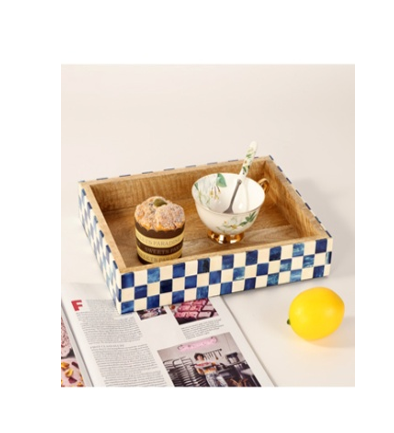 Indigo Checkered Inlay Tray