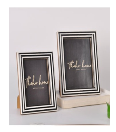 Black striped Bone Inlay Photo Frame (Large)