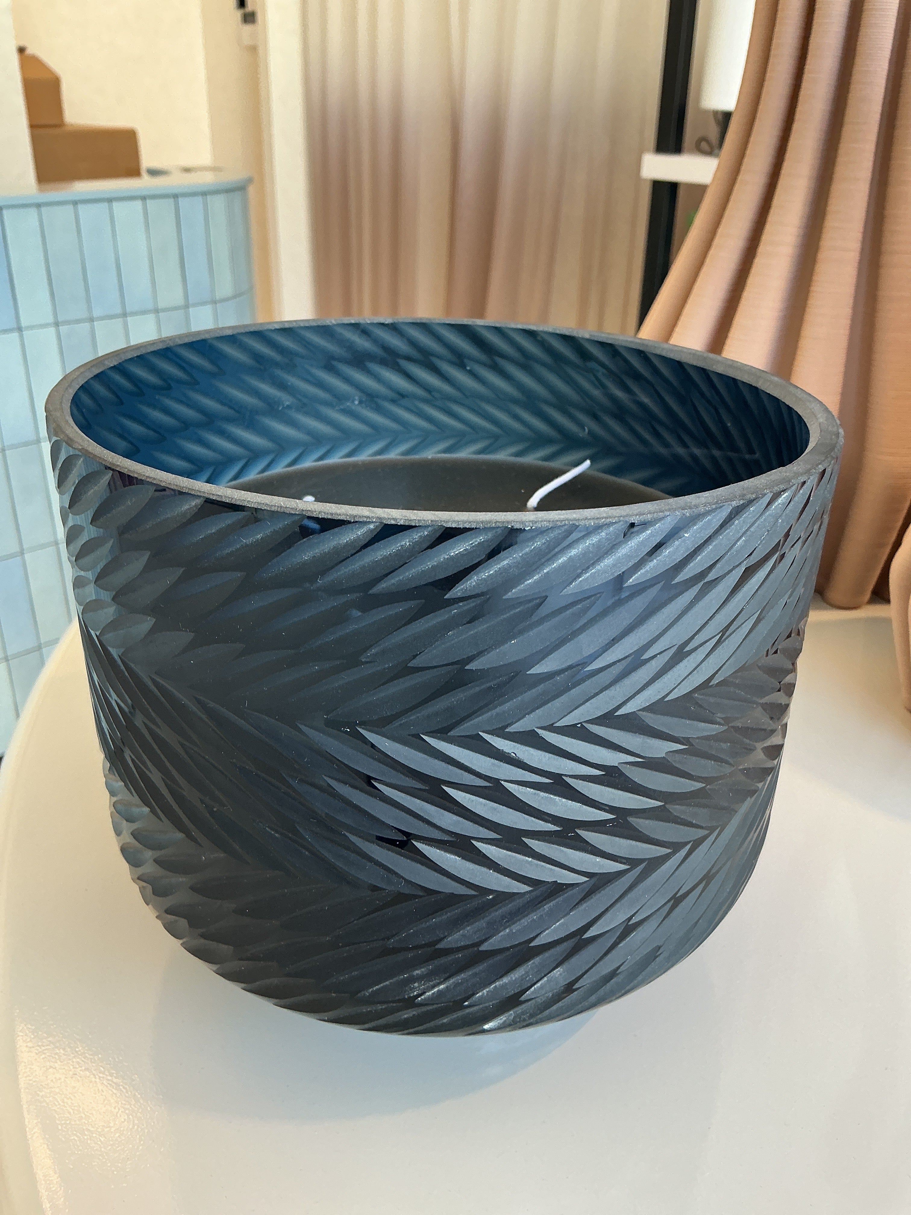 Gray Carved Scented Candle 1