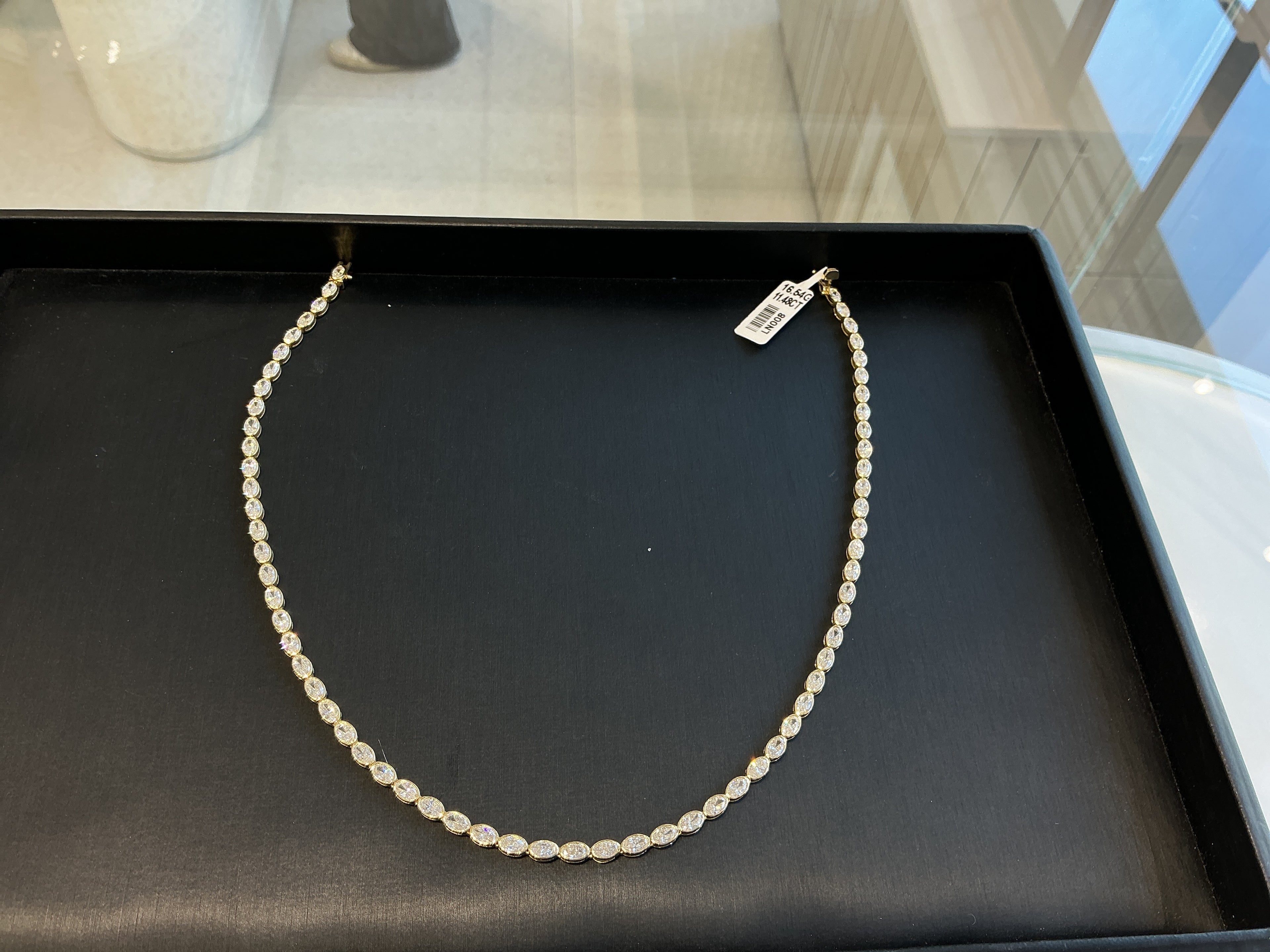 OVAL BEZEL TENNIS LAB GROWN NECKLACE LN008