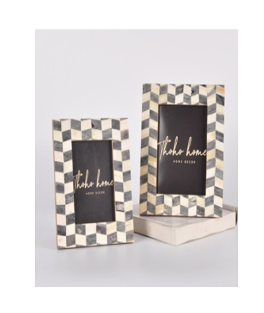 Checkered Bone Inlay Photo Frame