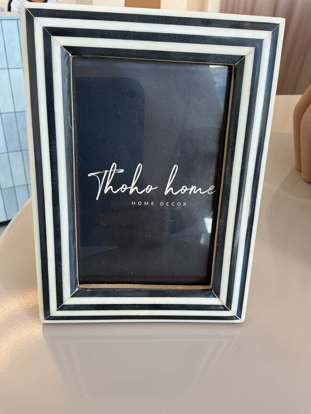Black striped Bone Inlay Photo Frame (Large)
