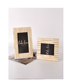 Beige Striped Bone Inlay Photo Frame