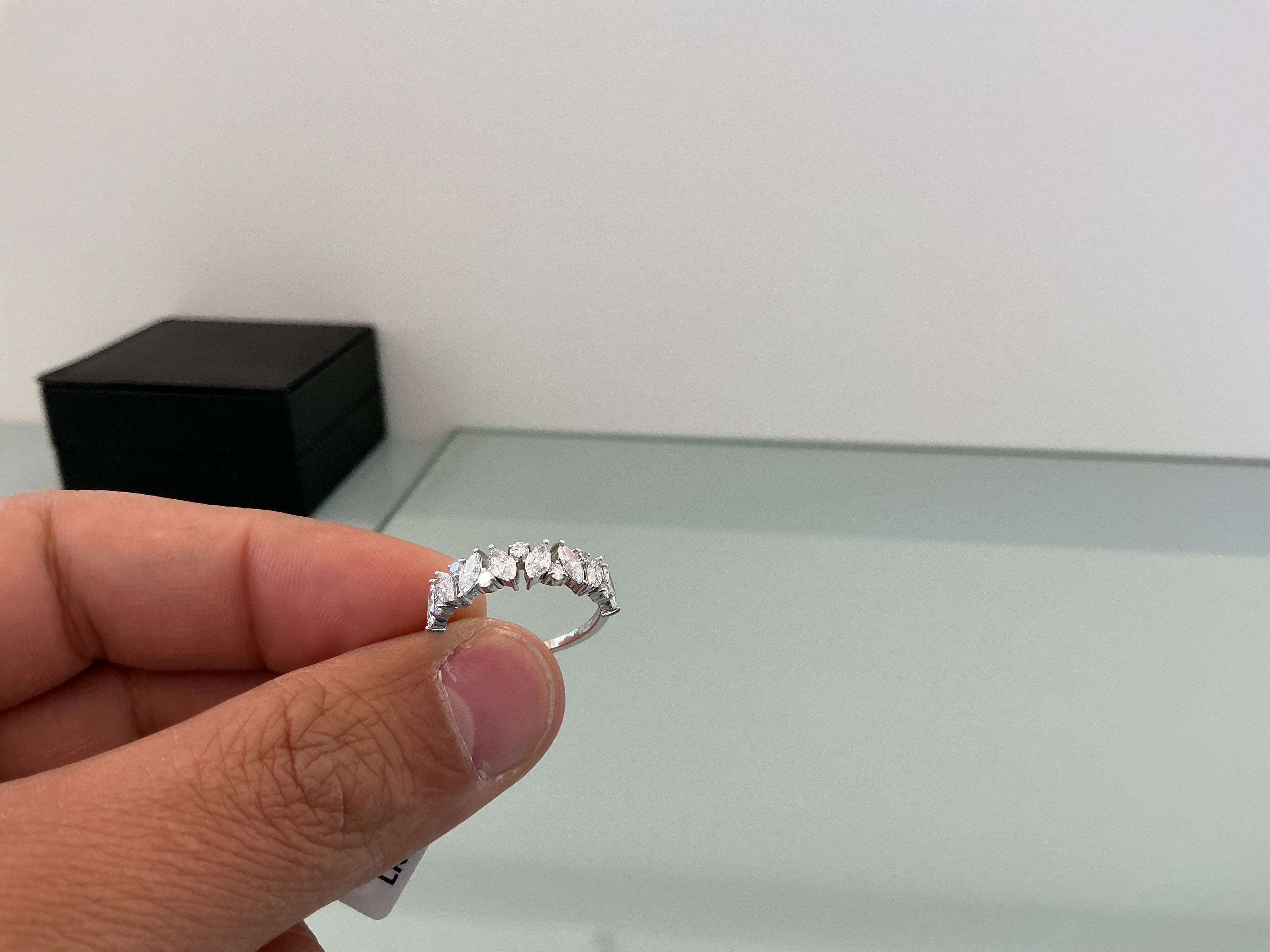 WHITE MARQUISE AND ROUND LAB GROWN RING LR054
