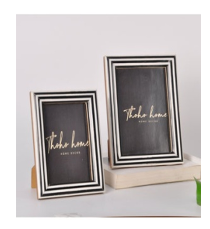 Black striped Bone Inlay Photo Frame (Small)