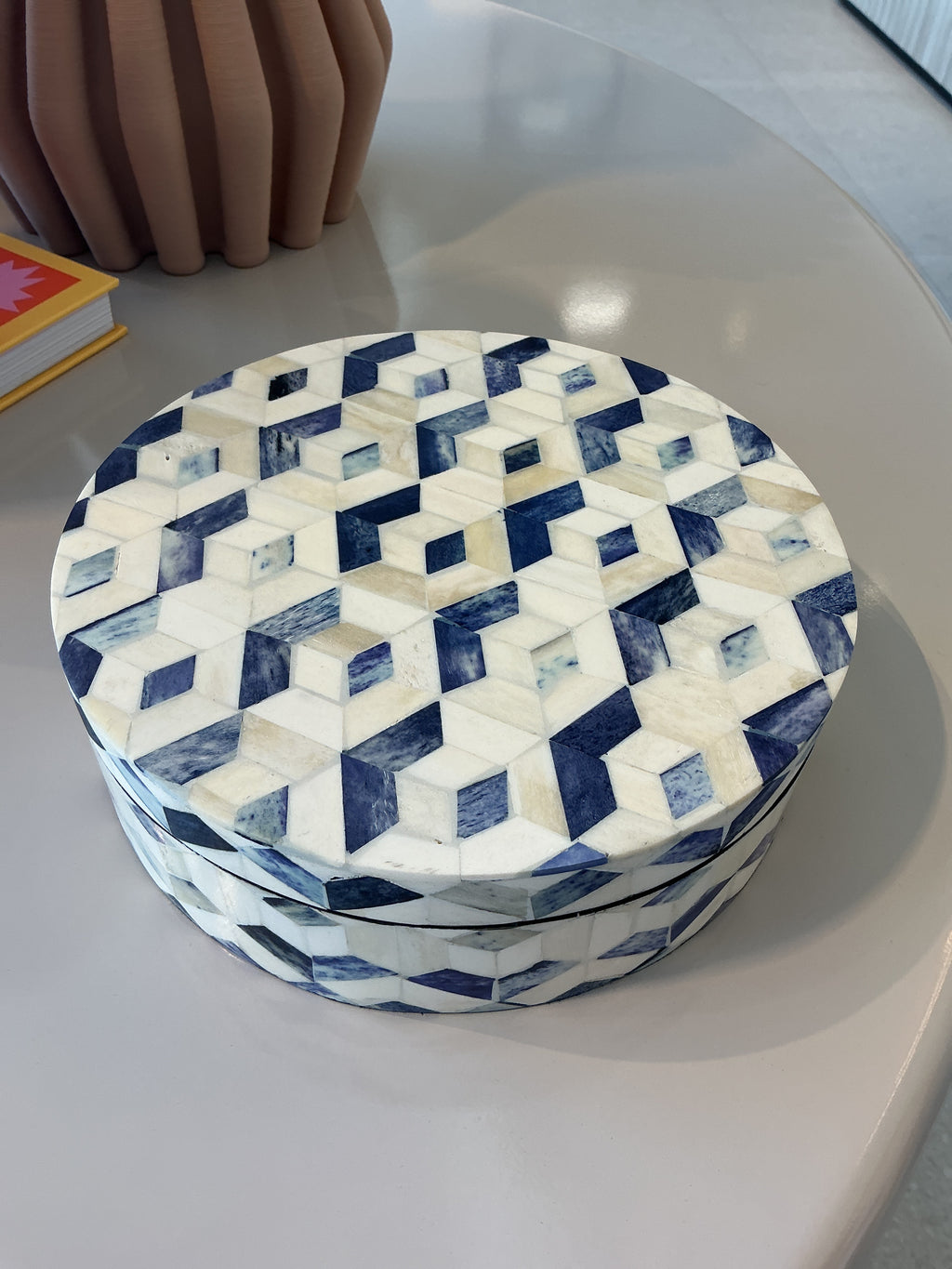 Blue Mosaic Inlay Trinket Box