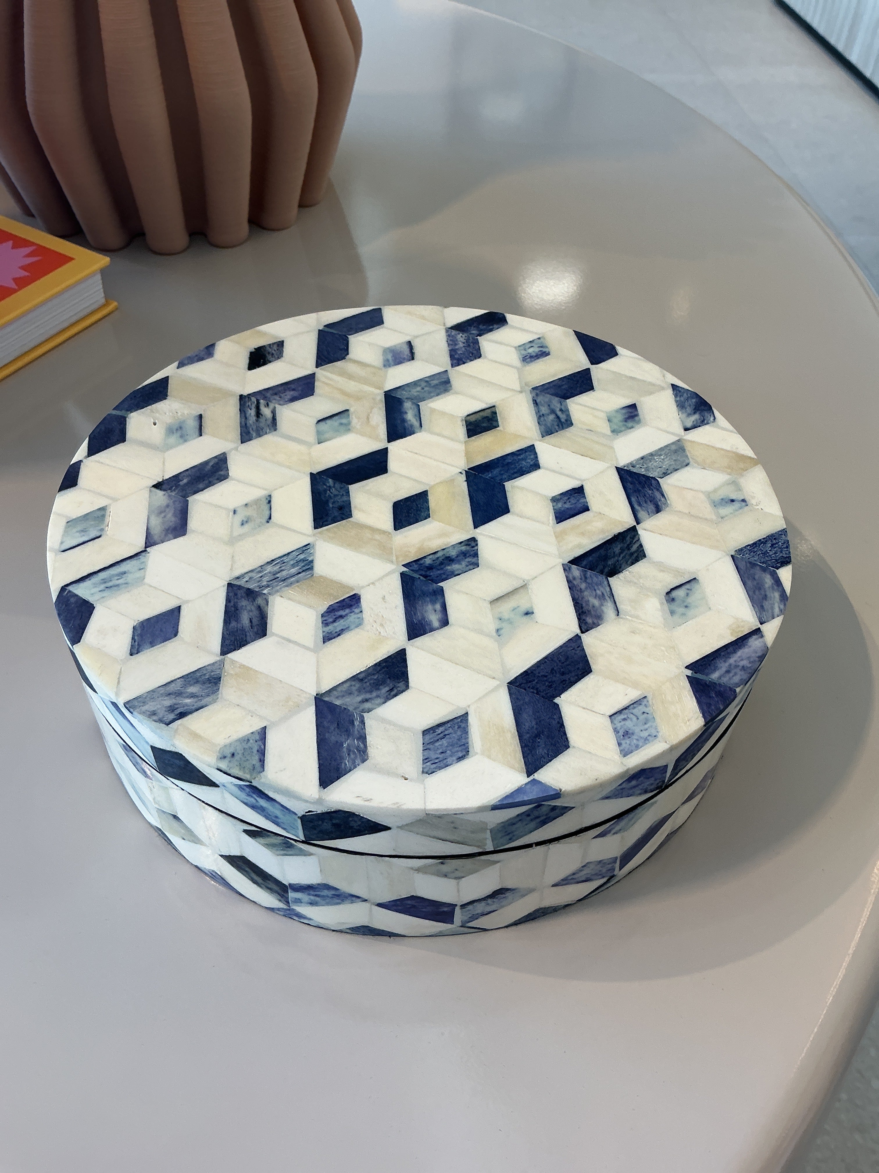 Blue Mosaic Inlay Trinket Box
