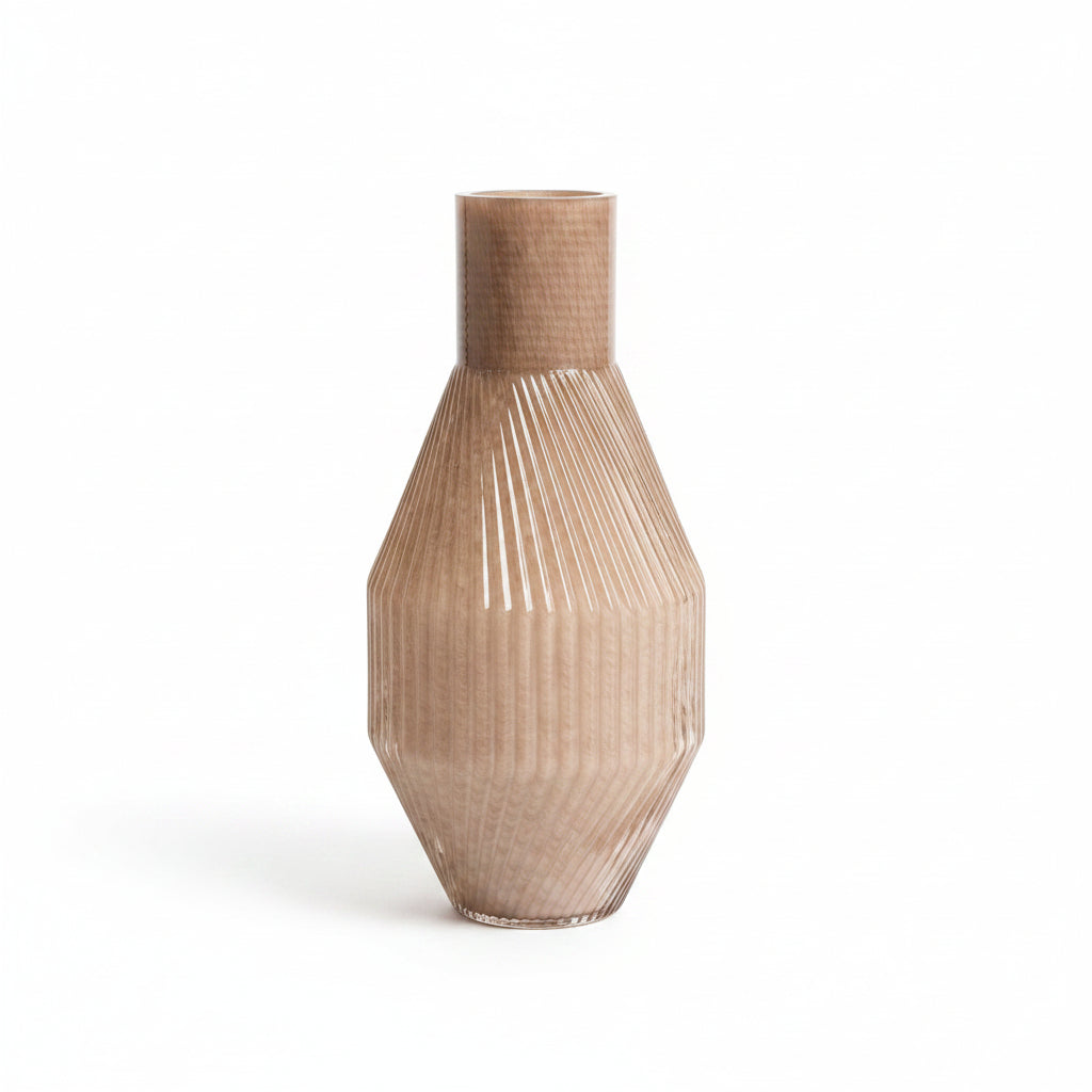 Smoked Ribbed Glass Vase