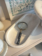Antique Brass & Bamboo-Style Bone Magnifier