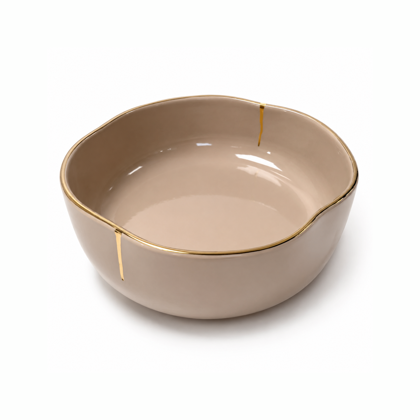 Beige & Gold Salad Bowl