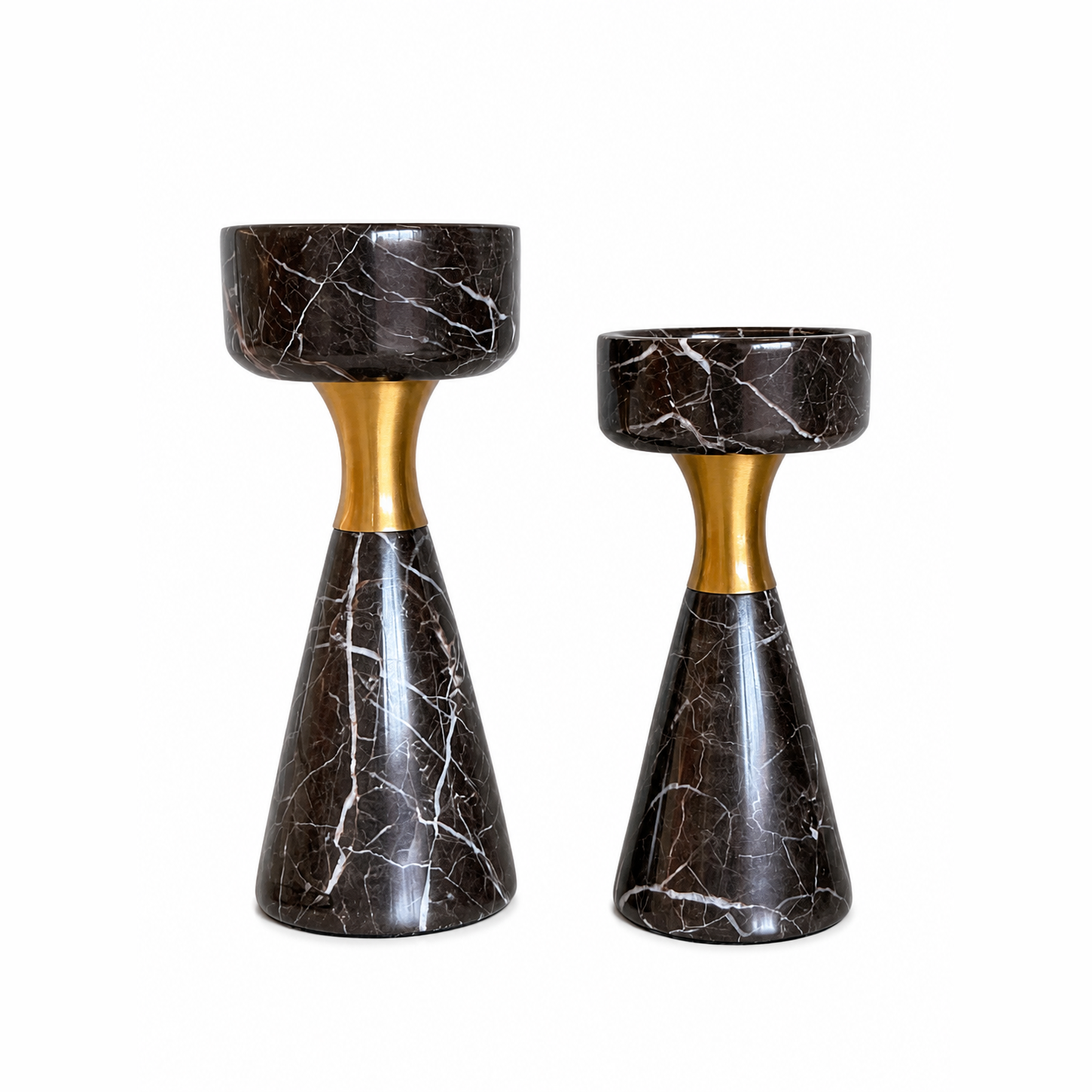 Black Marble Candle Holders