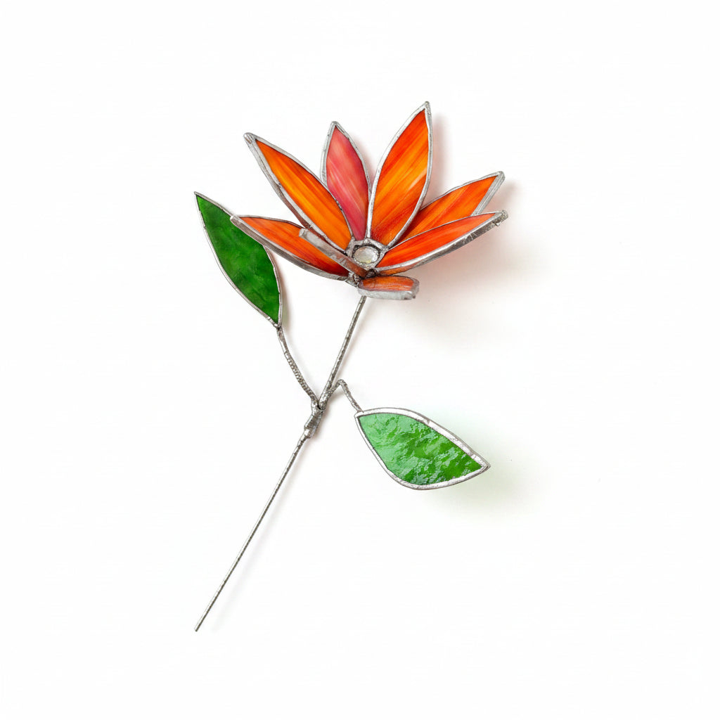 Orange Lotus Glass Sculpture