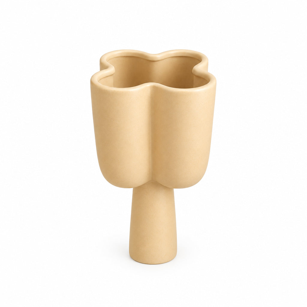 Long Cream Clover Vase