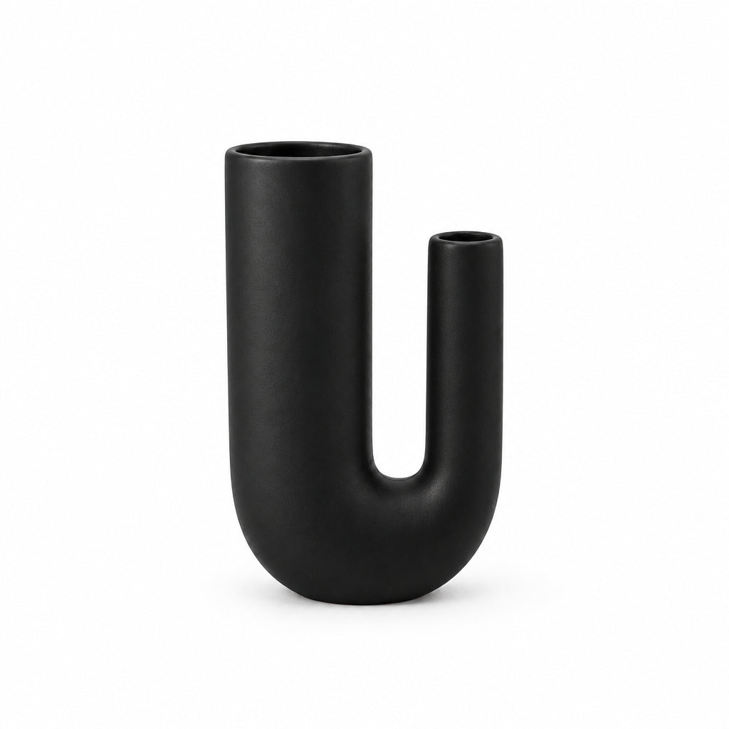 Black U-Shape Vase