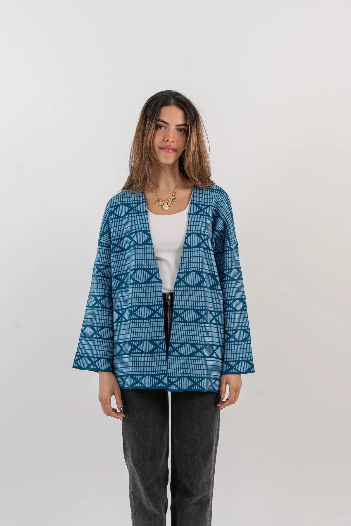 Badiya Weave Kimono - Blue