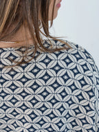 Bahja Long Kimono - Pearl & Navy