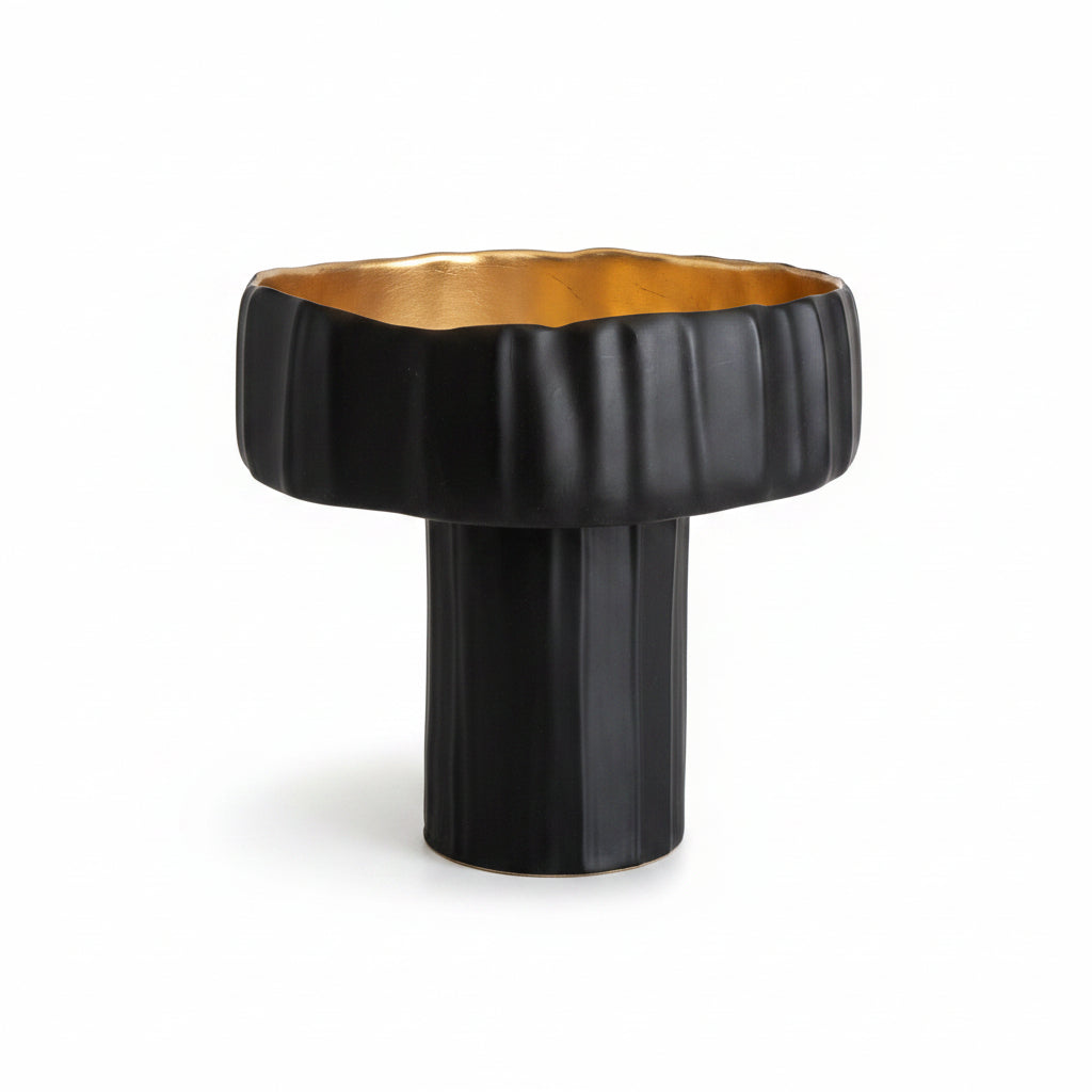 Black & Gold Pedestal Bowl (Long)