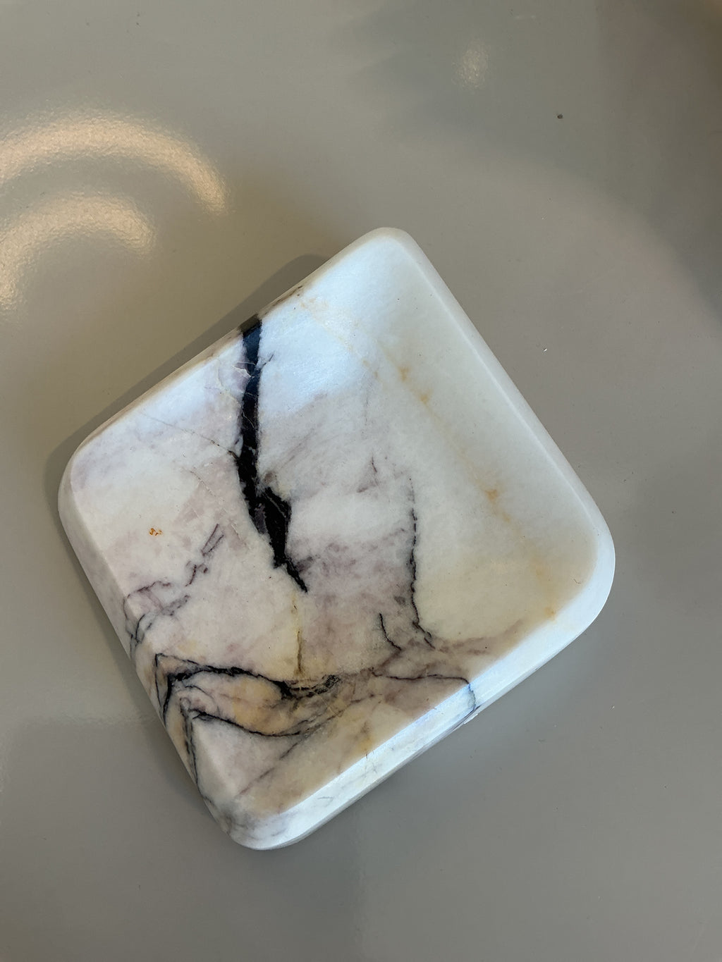 White Marble Geometric Dish