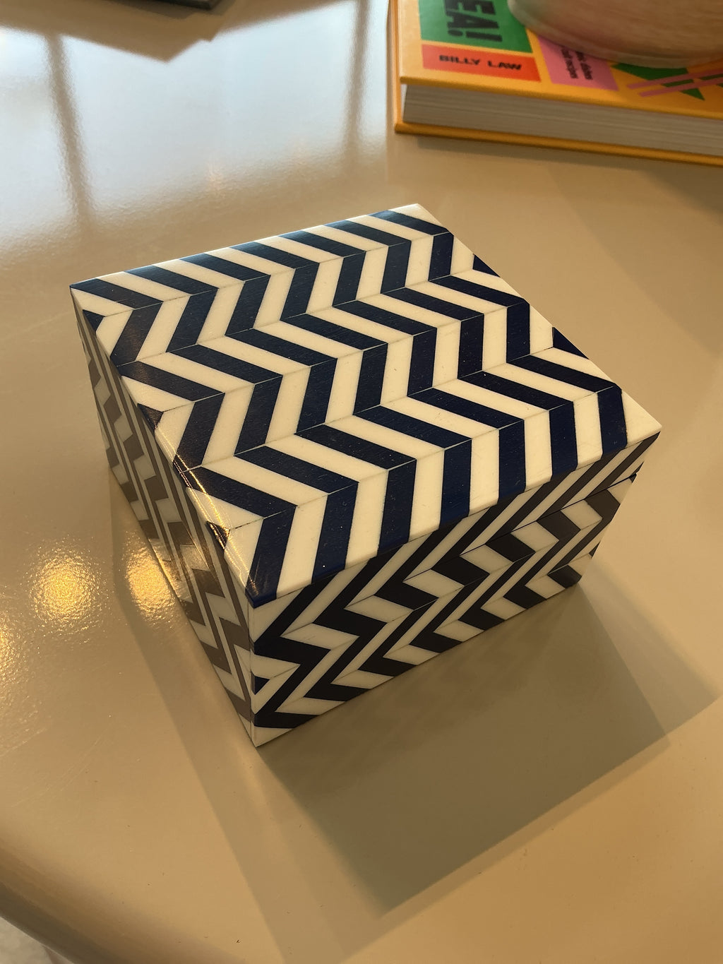 Navy Chevron Inlay Box