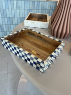 Indigo Checkered Inlay Tray