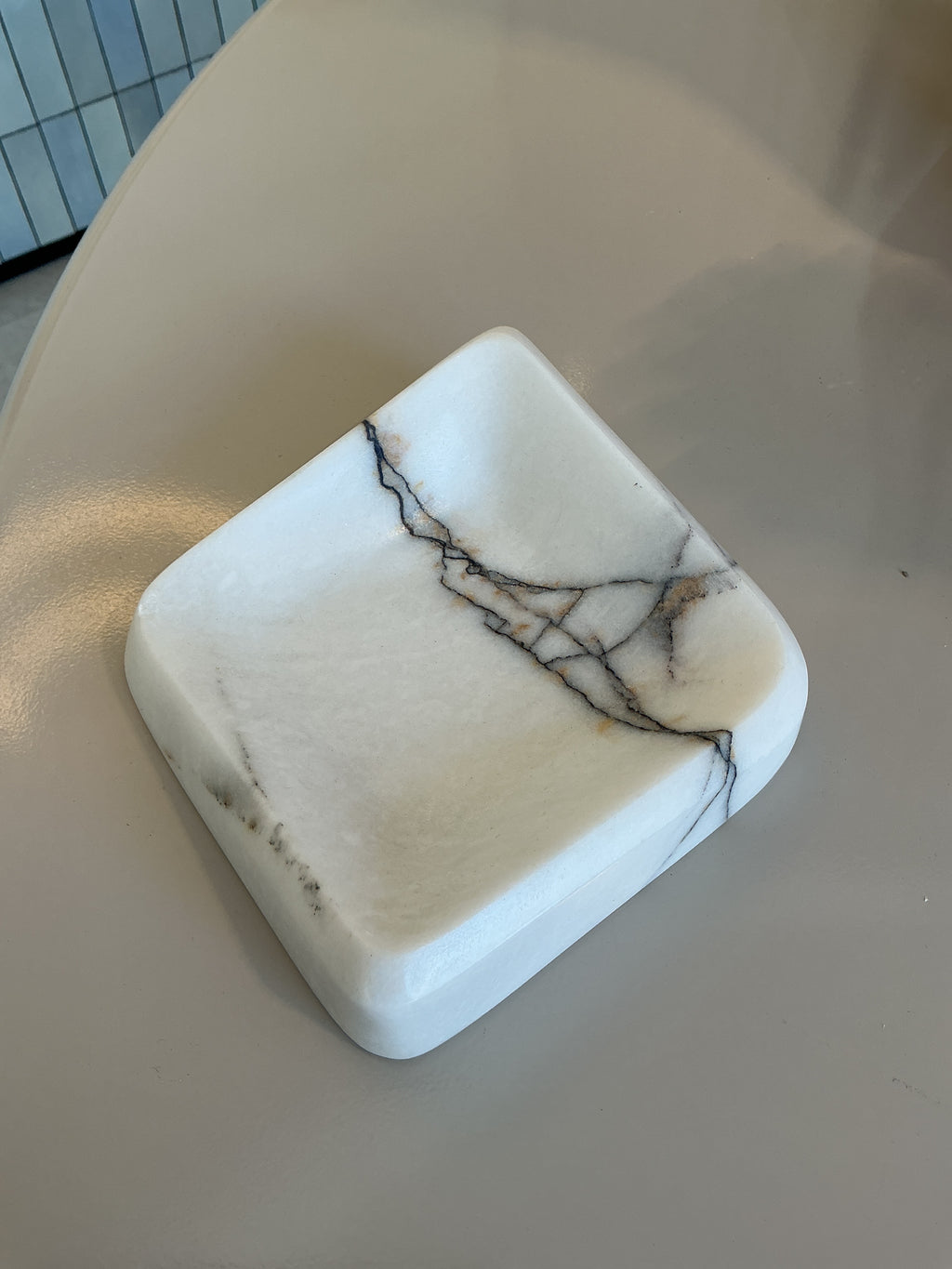 White Marble Geometric Dish