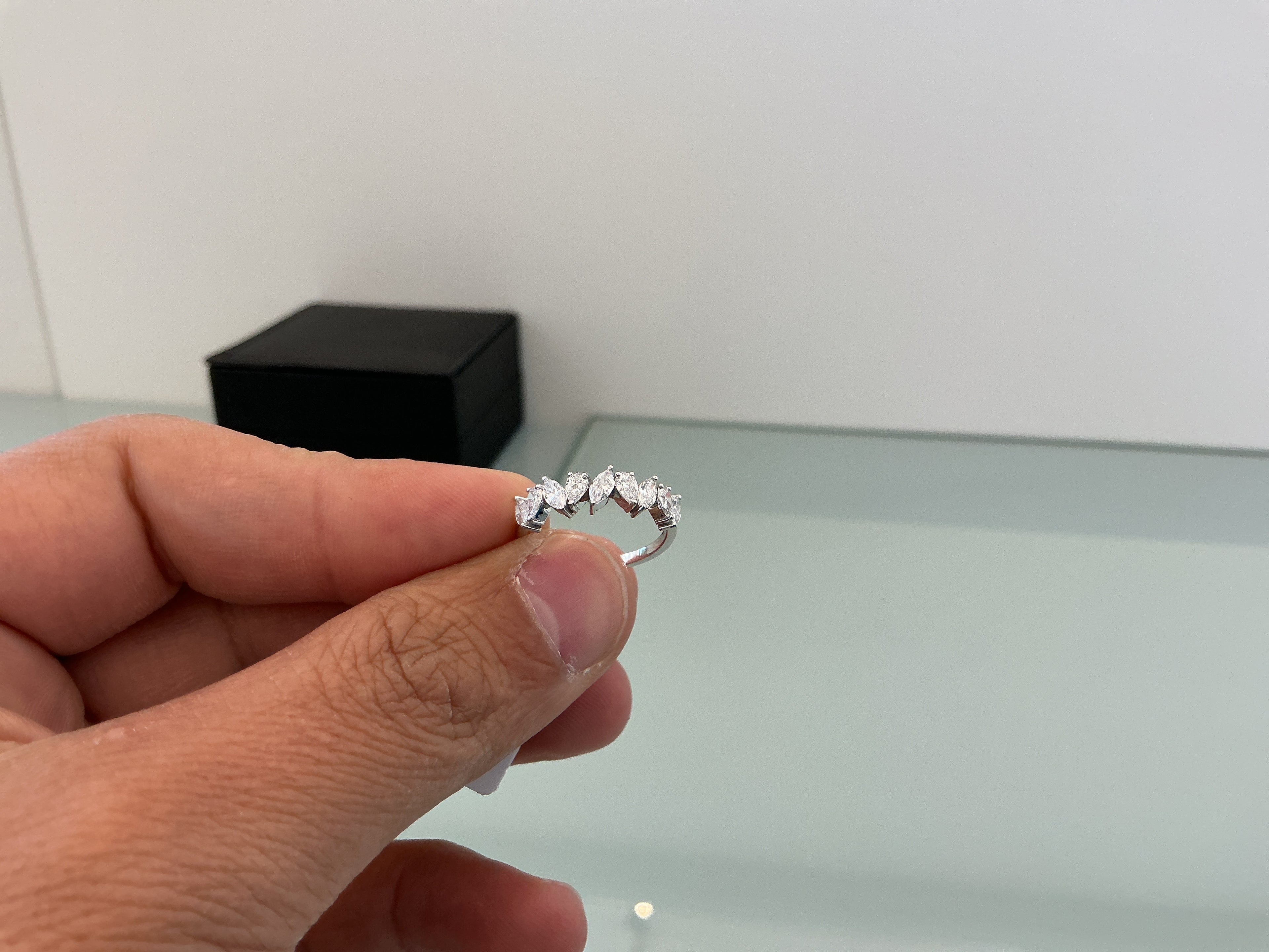 WHITE MARQUISE AND PEAR  LAB GROWN RING LR055