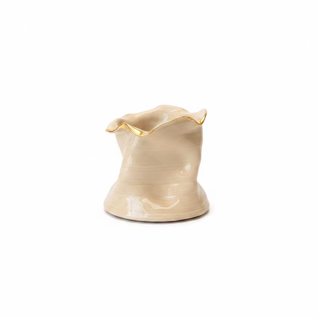 Bone with Gold Narrow Vase