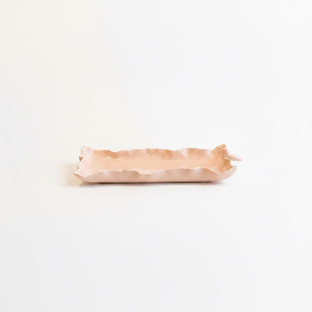 Peach with Birds Rectangle Plate