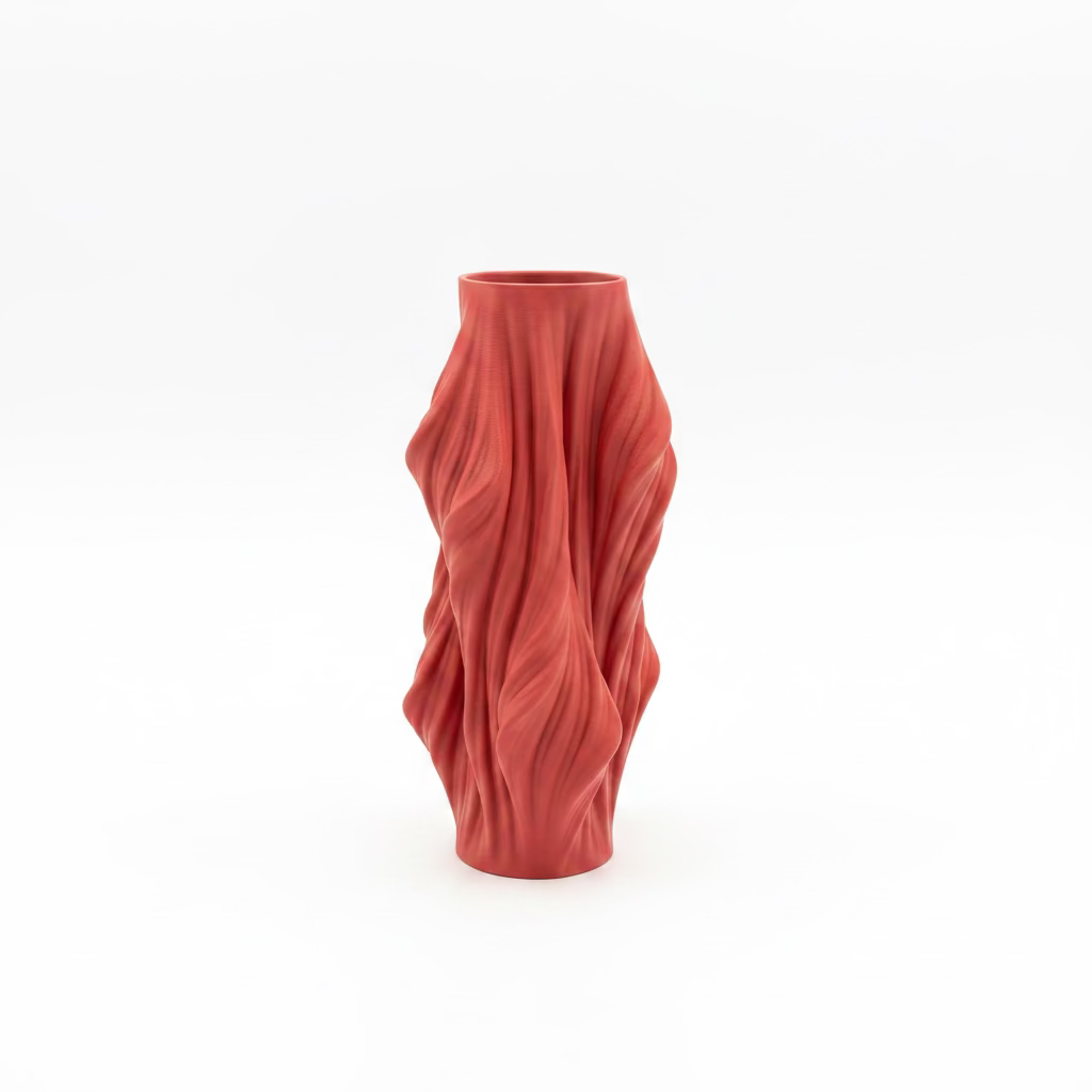 Red Wave Twist Vase