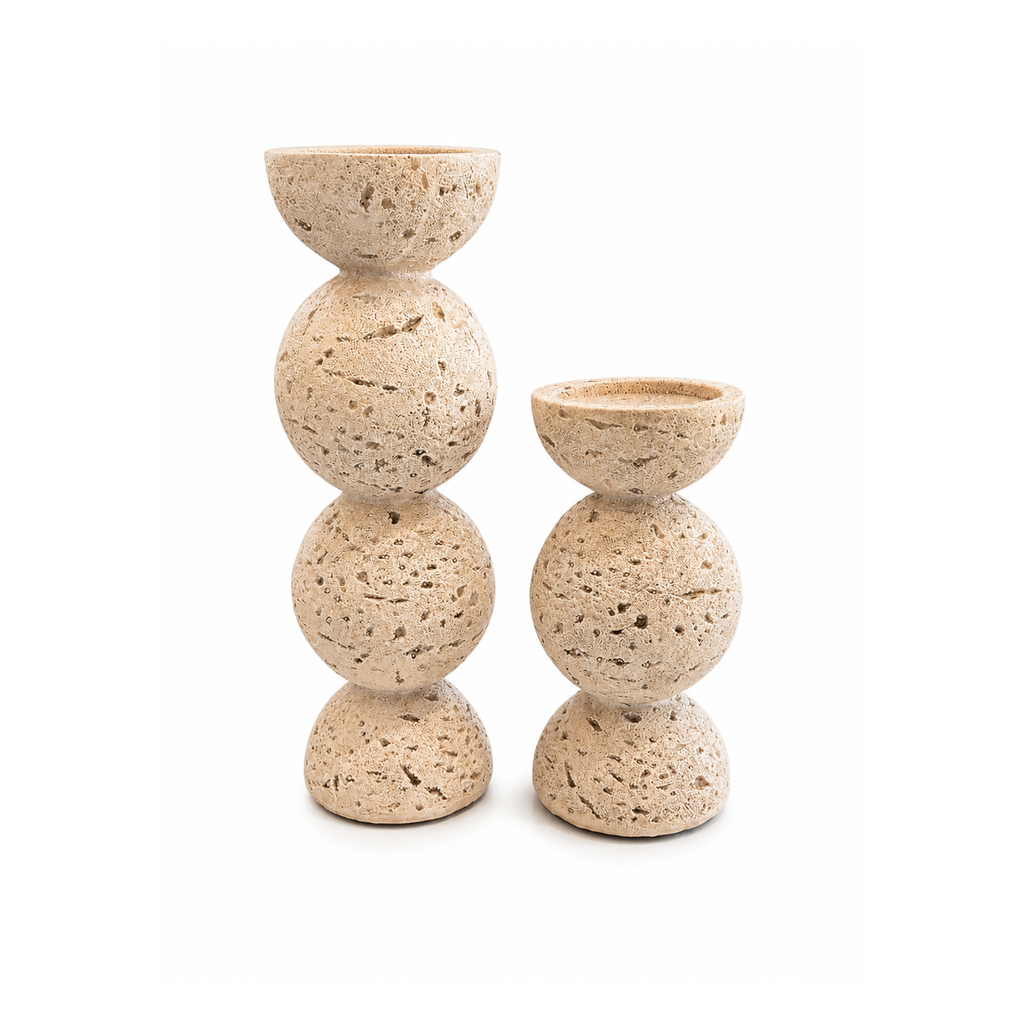 Stone Sphere Candle Holder
