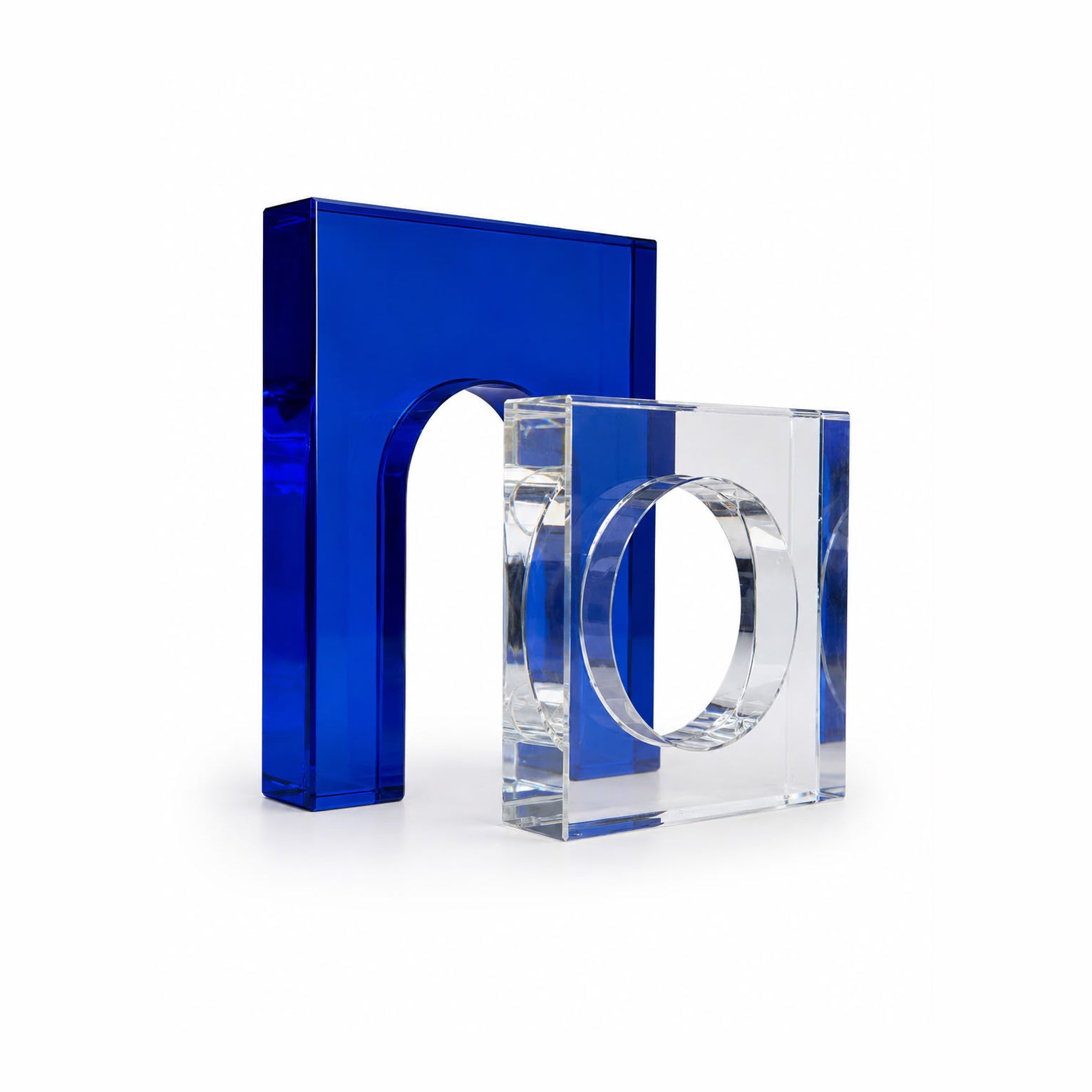 Blue and Clear Glass Bookends 2.0