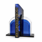Glass Blue Bookends