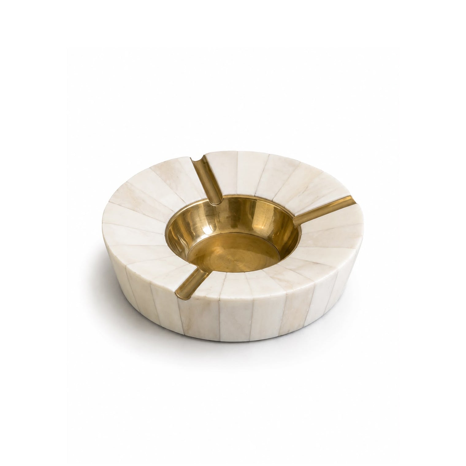 Bone Inlay & Brass Round Ashtray