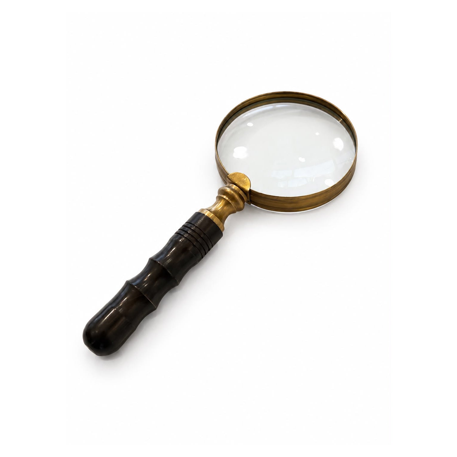 Antique Brass & Bamboo-Style Bone Magnifier