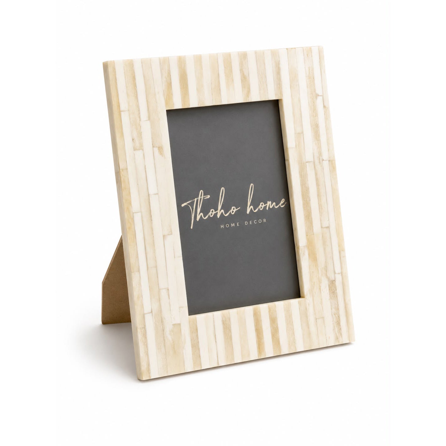 Beige Striped Bone Inlay Photo Frame