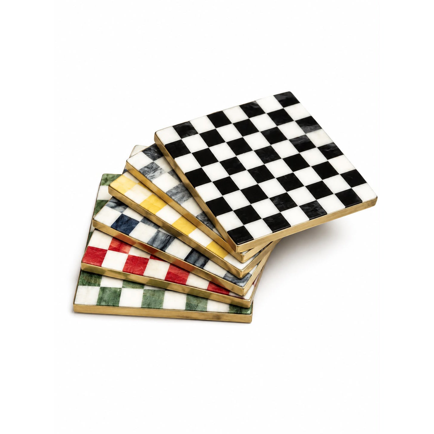 Checkered Bone Inlay Coasters
